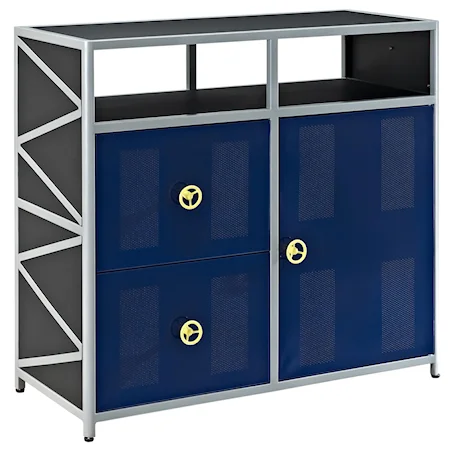 Blue Door Cabinet with 2 Drawers